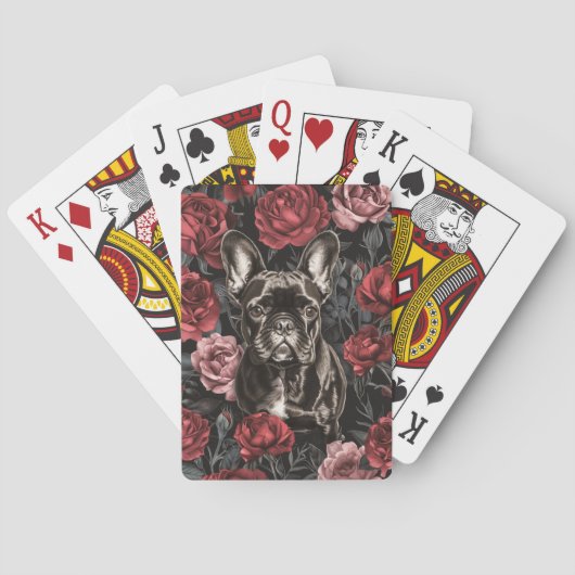Franse Bulldog met Bloemen Pokerkaarten (Achterkant)