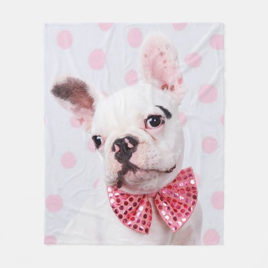 Franse Bulldog met Bow-Stropdas Fleece Deken (Voorkant)