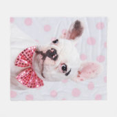 Franse Bulldog met Bow-Stropdas Fleece Deken (Voorkant (Horizontaal))