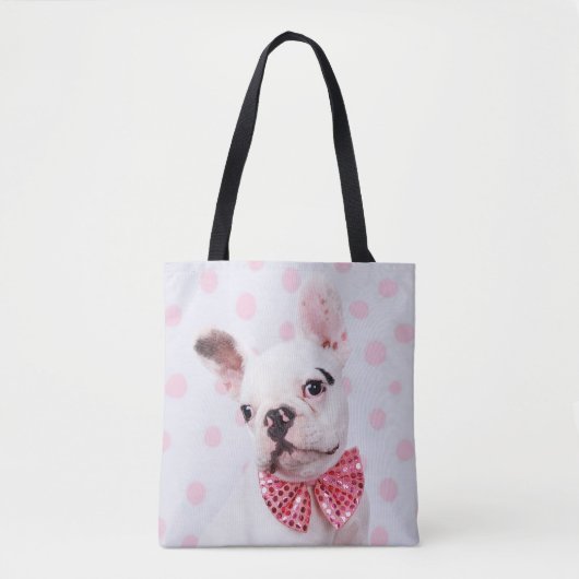 Franse Bulldog met Bow-Stropdas Tote Bag (Voorkant)