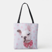 Franse Bulldog met Bow-Stropdas Tote Bag (Achterkant)