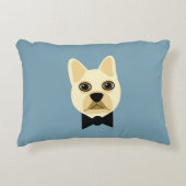 Franse Bulldog met bowtie blauw Accent Kussen (Voorkant)