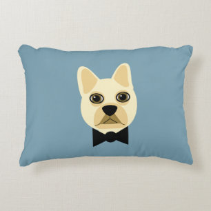 Franse Bulldog met bowtie blauw Accent Kussen