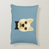 Franse Bulldog met bowtie blauw Accent Kussen (Achterkant (Verticaal))