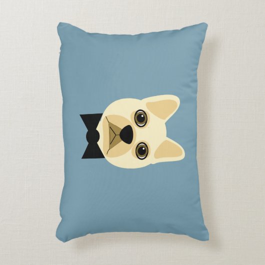 Franse Bulldog met bowtie blauw Accent Kussen (Voorkant(Verticaal))