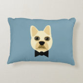 Franse Bulldog met bowtie blauw Accent Kussen (Achterkant)