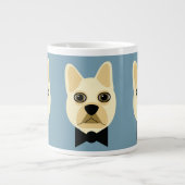Franse Bulldog met bowtie blauw Grote Koffiekop (Voorkant)