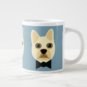 Franse Bulldog met bowtie blauw Grote Koffiekop (Rechts)