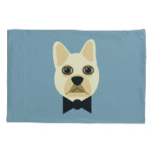 Franse Bulldog met bowtie blauw Kussensloop (Achterkant)