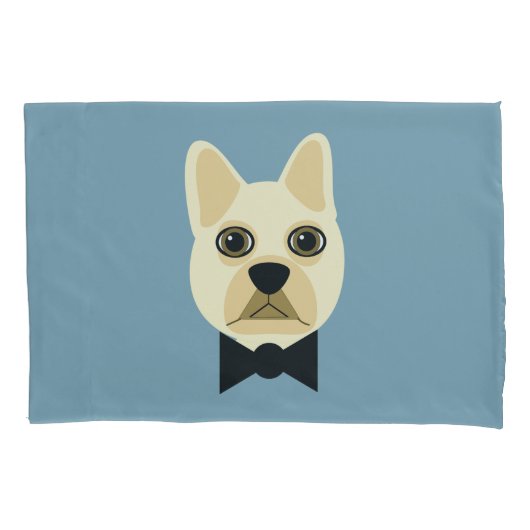 Franse Bulldog met bowtie blauw Kussensloop (Voorkant)