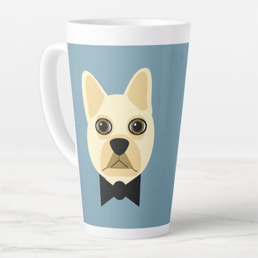 Franse Bulldog met bowtie blauw Latte Mok (Linkerhoek)