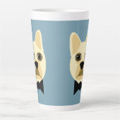 Franse Bulldog met bowtie blauw Latte Mok (Voorkant)