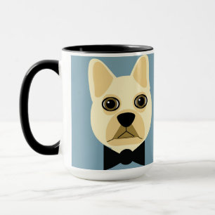 Franse Bulldog met bowtie blauw Mok