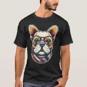 Franse Bulldog met bril Frenchie T-shirt (Voorkant)