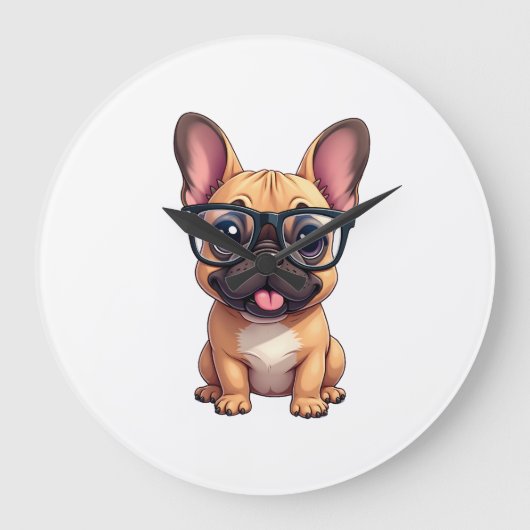 Franse Bulldog met Bril Grote Klok (Voorkant)