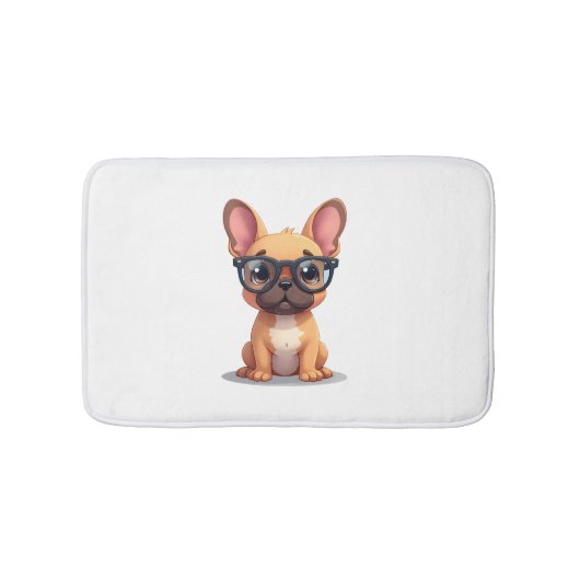 Franse Bulldog met Bril Kopie Badmat (Voorkant)
