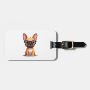 Franse Bulldog met Bril Kopie Bagagelabel