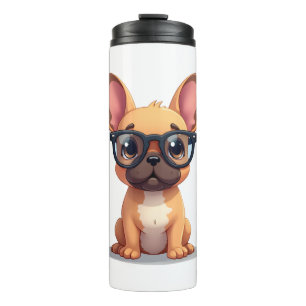 Franse Bulldog met Bril Kopie Thermosbeker