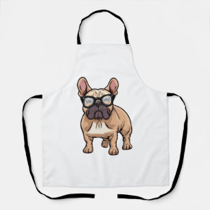 Franse Bulldog Met Bril Schort