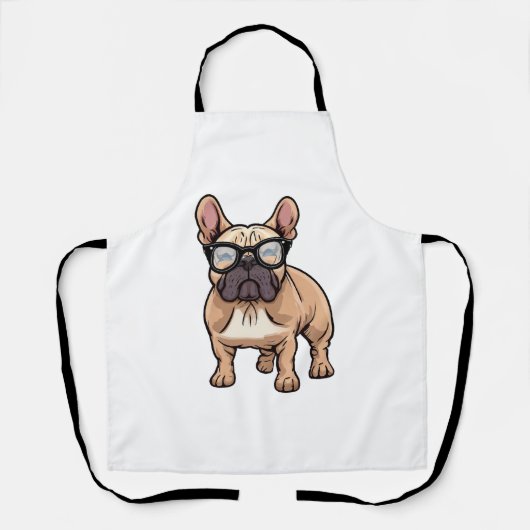 Franse Bulldog met Bril Schort (Voorkant)