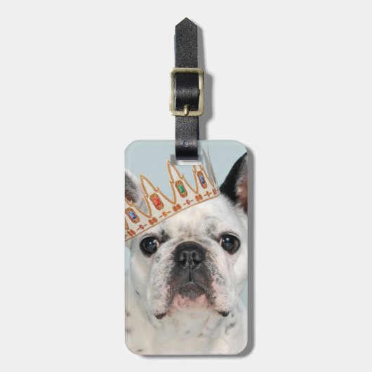 Franse Bulldog met Crown Bagagelabel (Voorkant verticaal)