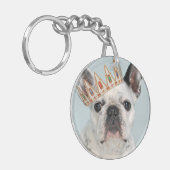 Franse Bulldog met Crown Sleutelhanger (Voorkant Links)