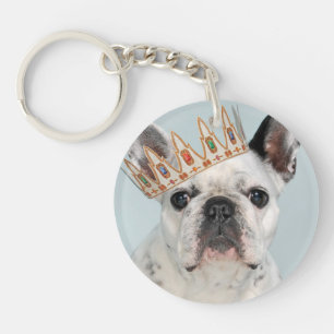 Franse Bulldog met Crown Sleutelhanger