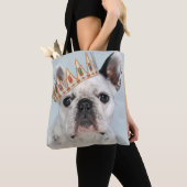 Franse Bulldog met Crown Tote Bag (Dichtbij)