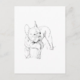 Franse Bulldog – met de hand getekende hondenillus Briefkaart