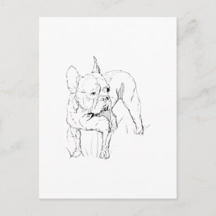 Franse Bulldog – met de hand getekende hondenillus Briefkaart