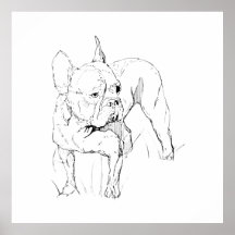 Franse Bulldog - met de hand getekende hondenillus