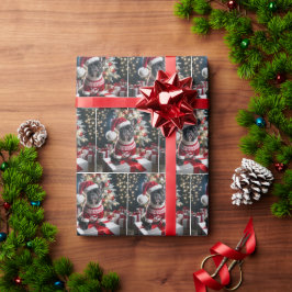 Franse Bulldog met een Santa Hat Cadeaupapier