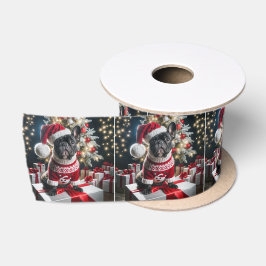 Franse Bulldog met een Santa Hat Satijnen Lint