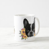 Franse Bulldog met Flowers Coffee Mok (Voorkant rechts)