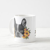 Franse Bulldog met Flowers Coffee Mok (Voorkant links)