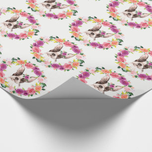 Franse Bulldog met Flowers Gift Wrap Cadeaupapier