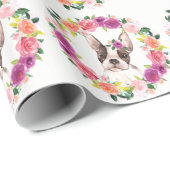 Franse Bulldog met Flowers Gift Wrap Cadeaupapier (Rol Hoek)