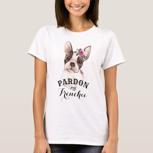 Franse Bulldog met Flowers T-Shirt (Voorkant)