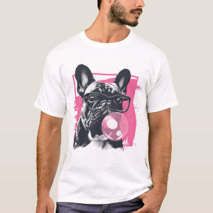 Franse Bulldog met glazen bubble kauwgom T-shirt