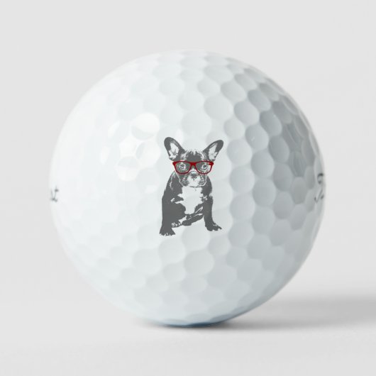 Franse bulldog met glazen humor leuk golfballen (Voorkant)