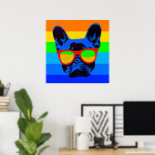 Franse bulldog met glazen Pop Poster (Thuiskantoor)