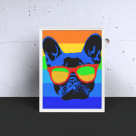 Franse bulldog met glazen Pop Poster