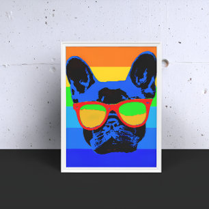 Franse bulldog met glazen Pop Poster