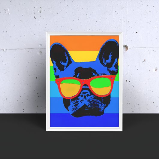 Franse bulldog met glazen Pop Poster
