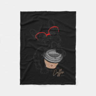 Franse Bulldog met Gles koffie cadeau Fleece Deken