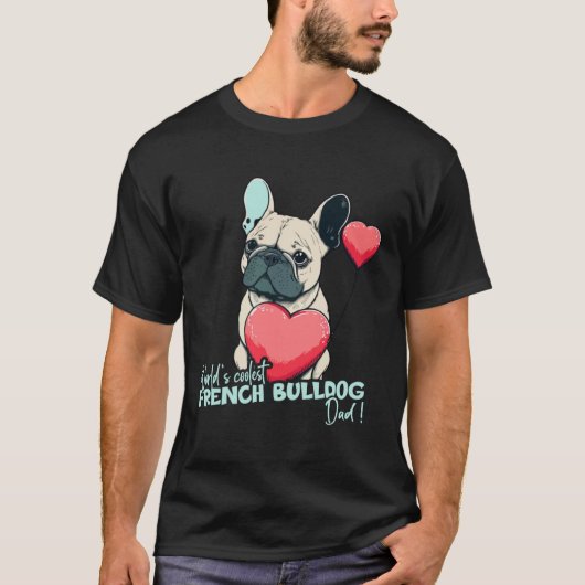 Franse bulldog met hart ballon werelden schattigst t-shirt (Voorkant)