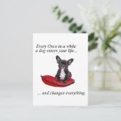 Franse Bulldog met hart en mooie quote Briefkaart (Staand voorkant)