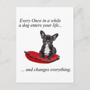 Franse Bulldog met hart en mooie quote Briefkaart