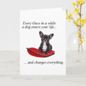 Franse Bulldog met hart en mooie quote Kaart (Gele Bloem)