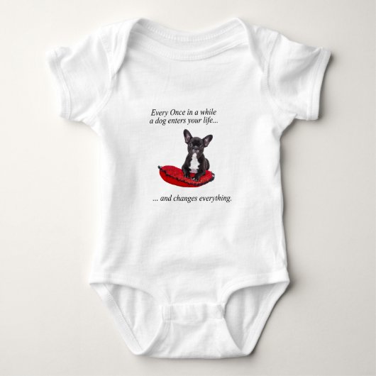 Franse Bulldog met hart en mooie quote Romper (Voorkant)